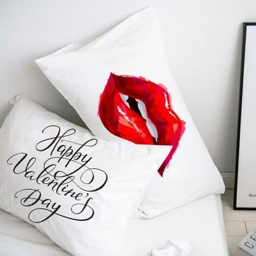 Custom Pillow Case Pillowcase 50x70 50x75 50x80 70x70 Decorative Pillow Cover Sexy red Lip Bedding for wedding Drop Shipping