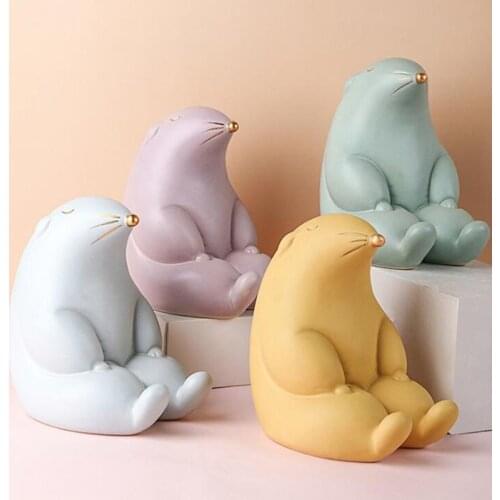 Nordic Morandi Color Simple Mouse Piggy Bank Ceramic Mobile Phone Bracket Ornaments LivinRoom Home Decoration Accessories