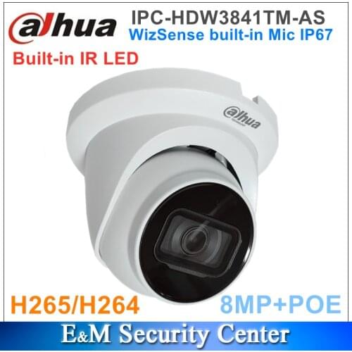 Original Dahua IPC-HDW3841TM-AS 8MP POE Built-in Mic IR Fixed focal Eyeball WizSense Network Camera