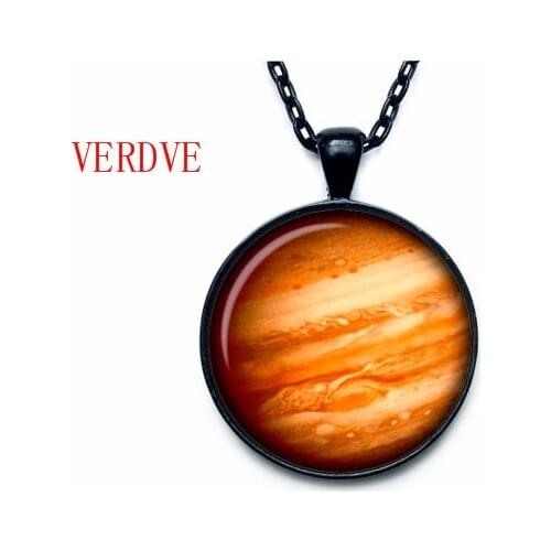 Retro Planets Earth Venus Mars Jupiter Neptune Mercury Glass Cabochon Pendant Black Chain Choker Necklace Man Woman Jewelry Gift