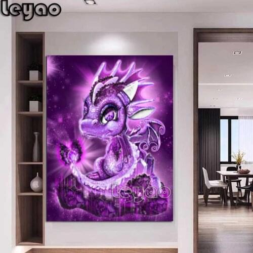 Full Diamond Painting Amethyst Background Dragon Diy Handmade Home Decor Cross Stitch Mosaic Embroidery Rhinestone Birthstone