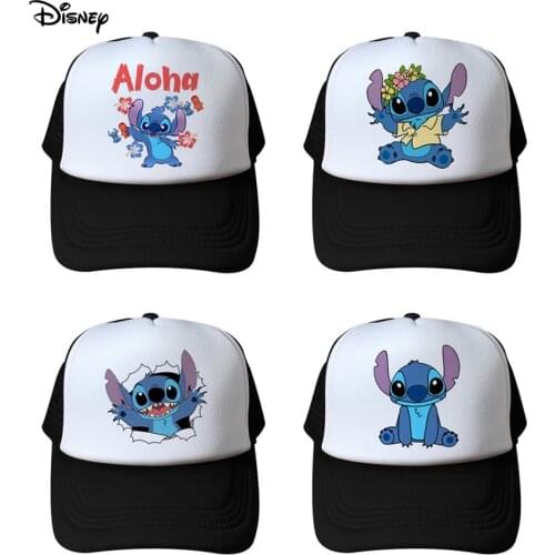 Disney plus Cartoon Anime Cute Stitch Net Hat Parent-child Sun Hat Stitch Student Sun Hat Travel Hat Baseball Cap adjustable