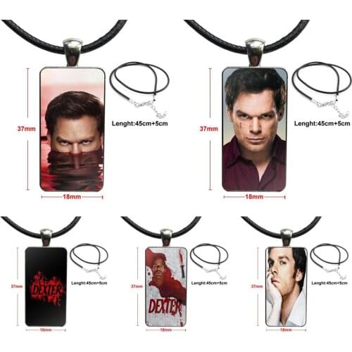 For Christmas Gift Fashion Glass Cabochon Pendant Rectangle Necklace Choker Necklace Jewelry Dexter Morgan Tv Show New