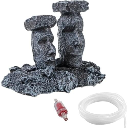 Saim Aquarium Easter Island Stone Buddha Statue Fish Tank Decoration Resin Rock Reptile Aquarium Landscaping Fake Stone Ornament