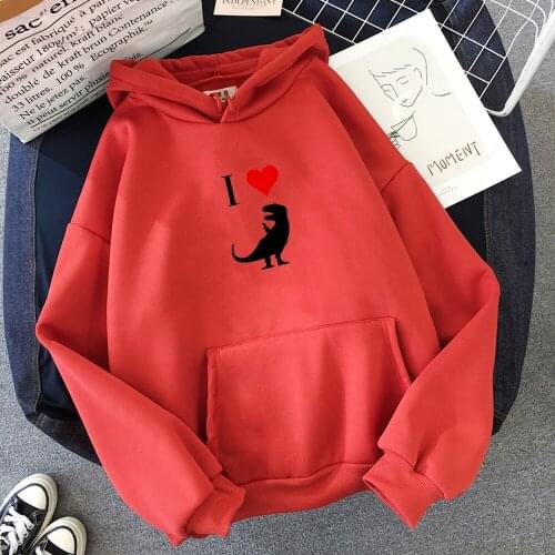 Winter Autumn Warm Hoodie Women Oversize Hooded Sweatshirt Harajuku Heart-shaped Printed Casual Funny Hoodies Pullover Female