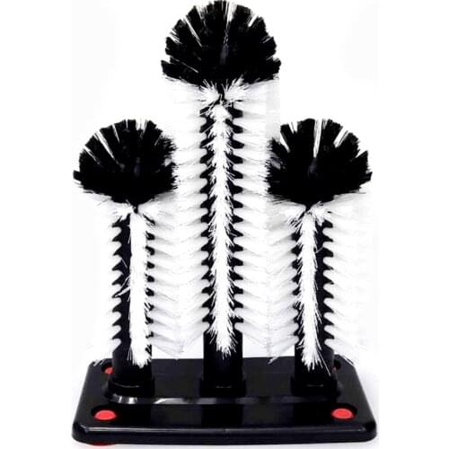 Glass Washer 3 Brush Glass Washing Brushes With Suction Base Bar Glass Cleaner For Bar,Kitchens,Red Wine Glasses,Cup