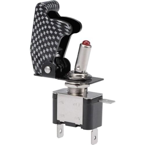 3 Pcs LED Lights Toggle switch SPST Latching Toggle Switch 20A 12V 3P ON-Off switch with carbon fiber cover for racing car