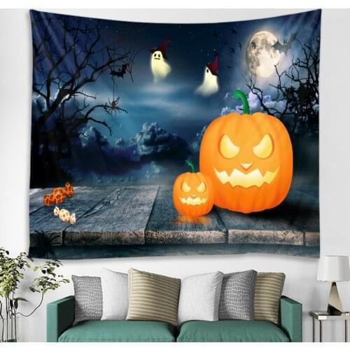 Horror Pumpkin House Halloween Decoration Tapestry Party Decoration Tapestry Mandala Mysterious Bohemian Wall Tapestry Hanging