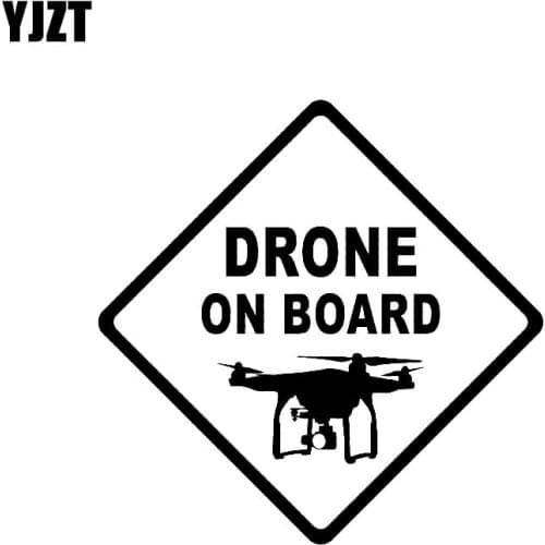 YJZT 13.5CM*13.5CM DRONE ON BOARD Vinyl Decal UAV Quadcopter Car Sticker Black/Silver C3-0172