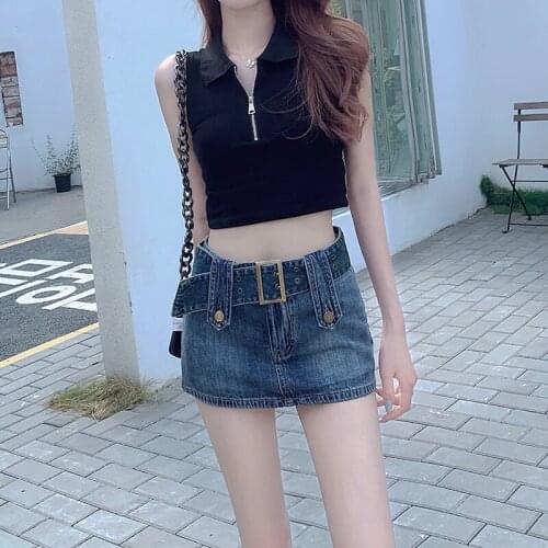 KoukiMa Women Denim Mini Skirt Sexy High Waist Ladies Short Jeans Skirts With Belt Summer Harajuku Sexy Club 2021 Plus Size Muje