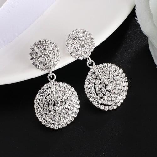 Fashion Vintage Big Crystal double round Earring for Women Rhinestones Earrings Best Friends Gift Statement Jewelry E616