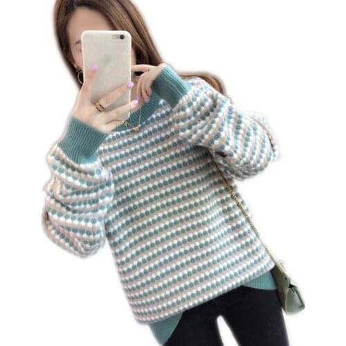 Pull Femme Women Sweaters Pullovers 2018 Fashion Print Dot Sweater Female Korean Winter Plus Size 3XL Warm Sweater Jumper Q900