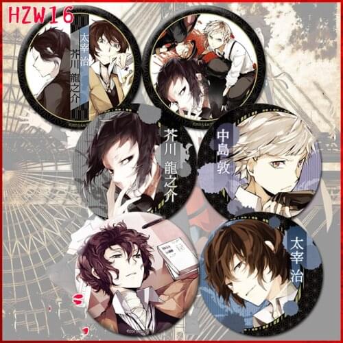 ZXFJXR 58MM Bungo Stray Dogs Cool Atsushi Nakajima Dazai Osamu Yukata Animation Badge Brooch Pins Icons