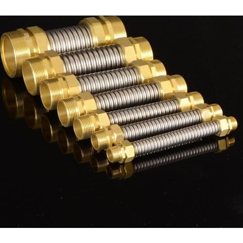 1/2 3/4 Copper connection corrugated flexible pipes hot cold Water 304 steel Supply Hose high quality metal tubing fittings