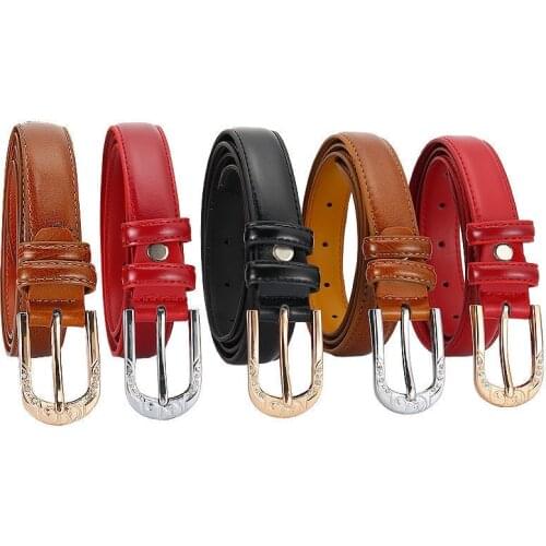 2019 New Candy Color Metal Buckle Thin Casual Belt For Women , Leather Belt Female Straps Waistband For Apparel Accessories