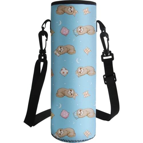 2021 Cartoon Water Bottle Cover Neoprene Insulated Carrier Holders Portable Strap Sloth Pattern Sport Water Bottle Bag Sleeve