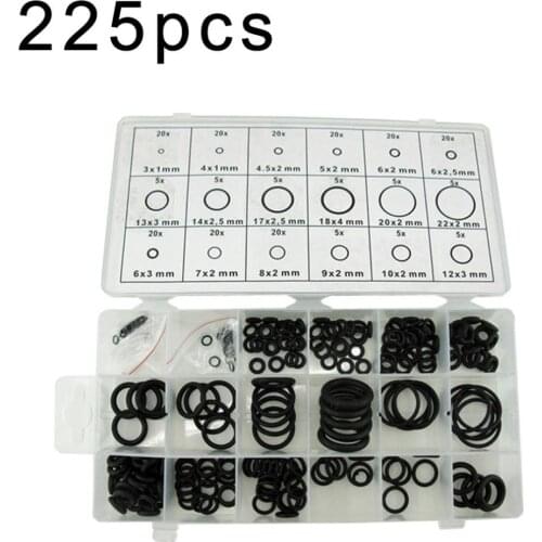 225 Pcs/Set O-Ring Set Rubber Includes Plastic Storage Case Assortment Plumbing Hydraulic Air Gas Paintball