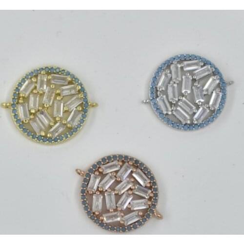 5*30mm round crystal micro pave cz zircon cubic zirconia beads copper silver gold black plated Pendant accessories yfg3