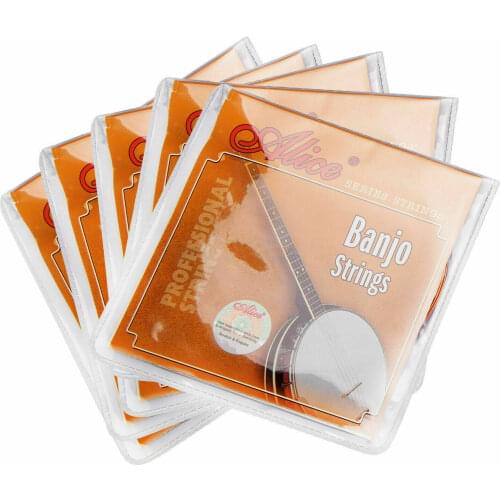 5 Set Alice 4 / 5 Banjo Strings AJ04 AJ05 Plated Steel Coated Copper Alloy Wound for 4 String / 5 String Banjo Parts Accessories
