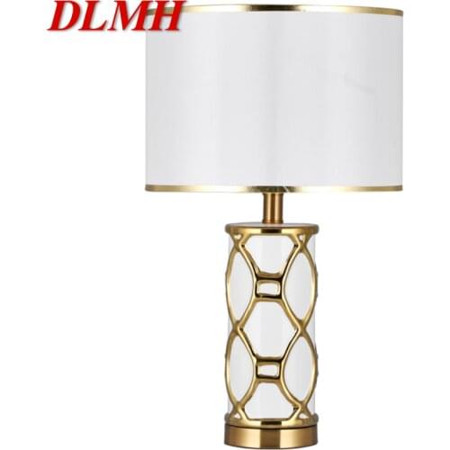 DLMH White Table Lamps Desk Luxury Contemporary Fabric Light Decorative For Home Bedside Bedroom