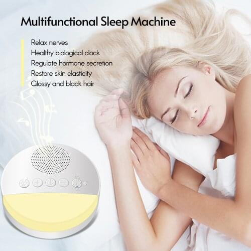 White Noise Sleep Machine Built-in 6 Soothing Sound Soft Breath Light 15/30/60 Intelligent Timing for People of All Ages