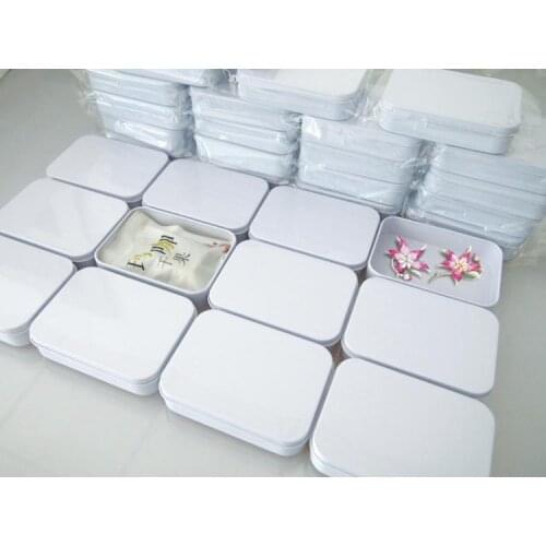 Free Shipping 110X80X25mm Rectangle white tea tin box mint pill candy jewelry storage box SN1089