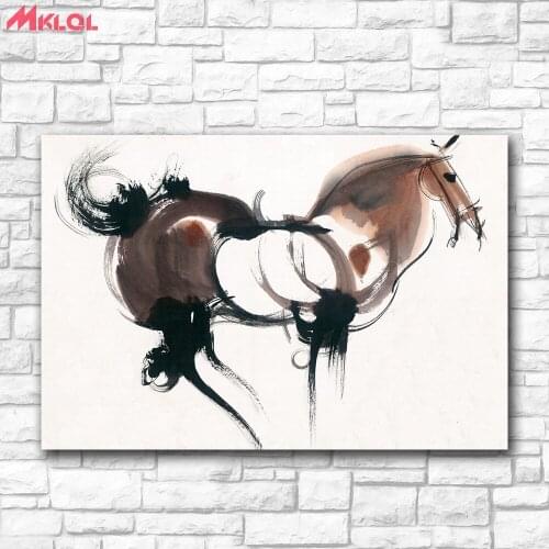 Large Wall Art Ink Painting Abstract Horse Oil Painting For Living Room Home Decor Oil Painting On Canvas Wall Painting Unframed