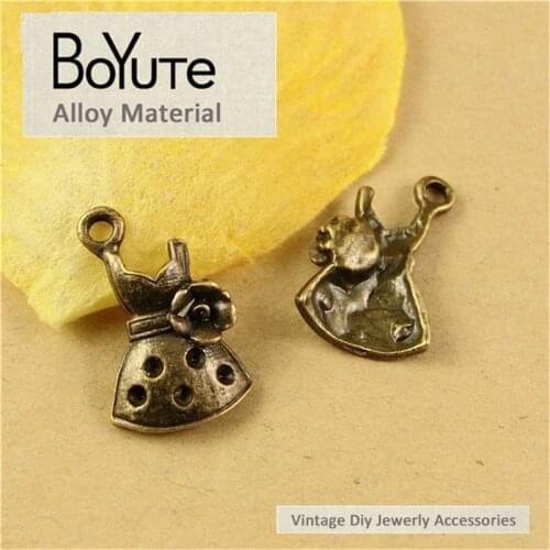 BoYuTe (100 Pieces/Lot) 19*11MM Vintage Style Antique Bronze Plated Metal Skirt Pendant Charms for Jewelry Components