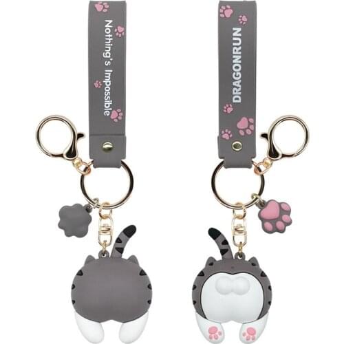 Kawaii Cat-Back Keychains Cat Butt Shaped Key Chain for Women Men kids Birthday Gift Funny Cat Bottom Keyrings Cat Key Ring LO23