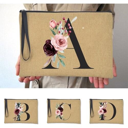 Ladies Wristlets Fashion Clutches Bag Flowers Letter Women Casual Handbags Linen Envelope Elegant Cosmetic Party travel Bags