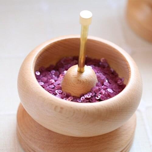 Wooden Bead Spinner Loader Bowl String Seed Beads Chain Tool String Loader Manual Wooden Crafts Bead Spinner Jewelry Making