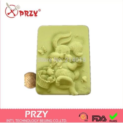 Hot 3D Easter Bunny /rabbit shape handmade soap mold animal candle molds silicon mould Chocolate Candy Moulds Form of Cake