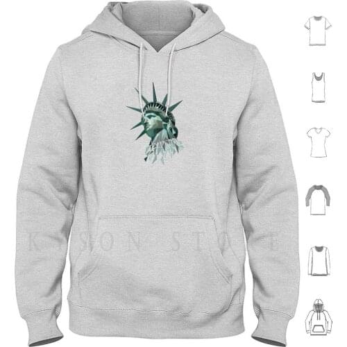 Lady Liberty Hoodie Long Sleeve Geometric Abstract Poly Art Low Poly Low Poly Art Effect Poly Art Effect Hand Drawn