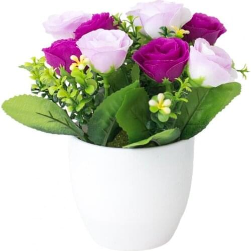 Artificial Potted Flower Classic Rose Pattern Landscaping Ornaments Plastic Floor Cabinet Shelf Fake Flower Plant Home Balcony