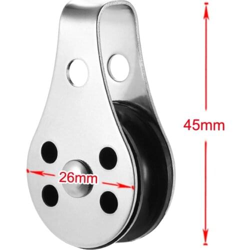Pack of 2 26mm Stainless Steel 316 Fixed Eye Wire Rope Pulley Block for Boat Rigging