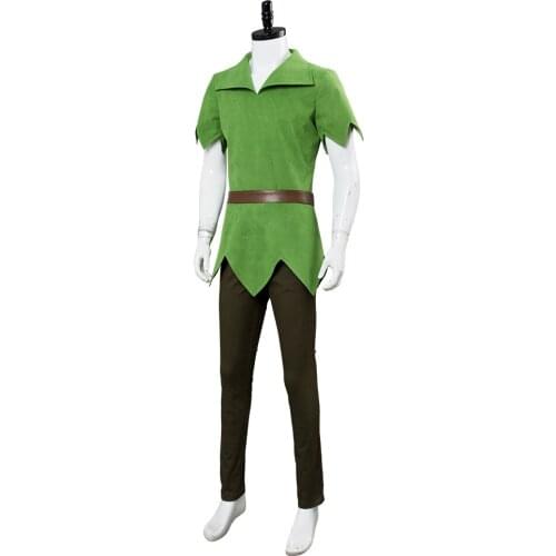 Movie Peter Pan Cosplay Costume Green outfit Top Pants Hat Role Play Peter Pan Halloween Carnival Cosplay Costum Men Style