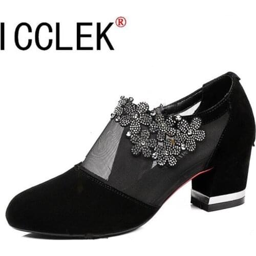 Summer Women High Heel Shoes Mesh Breathable Pumps Zip Pointed Toe Thick Heels Fashion Female Dress Shoes Elegant Footwear