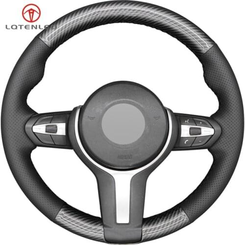 LQTENLEO Carbon Fiber Artificial Leather Car Steering Wheel Cover For BMW M2 F87 M3 F80 M4 F82 F83 M5 F10 M6 F06 F12 F13 X5 M X6