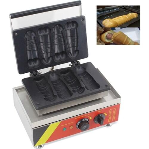 Commercial No Stick Hot Dog Penis Shape Waffle Maker Machine Electric Waffles On a Stick Machine Baker Iron Pan 110V/220V