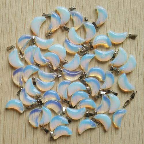 2019 fashion high quality opal stone crescent moon shape charms pendants for DIY jewelry making Wholesale 50pcs free shipping
