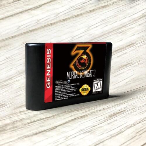 Mortal Kombat 3 - USA Label Flashkit MD Electroless Gold PCB Card for Sega Genesis Megadrive Video Game Console