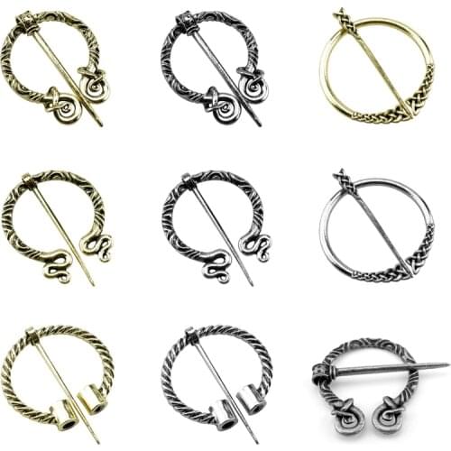 Viking Norse Jewelry Retro Collar Badge Brooch Twists Knotted Fibula Cloak Men Pin Penannular Cloak Pin Shawl Coat Pin