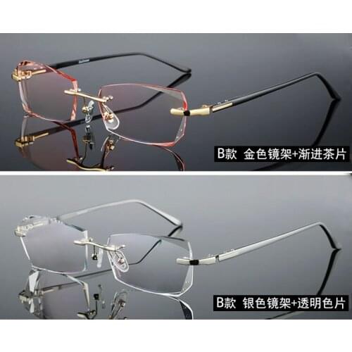Rimless glasses myopia gradient color diamond trimming glasses male Shihan Guo finished frame new high-end ultralight YJ7
