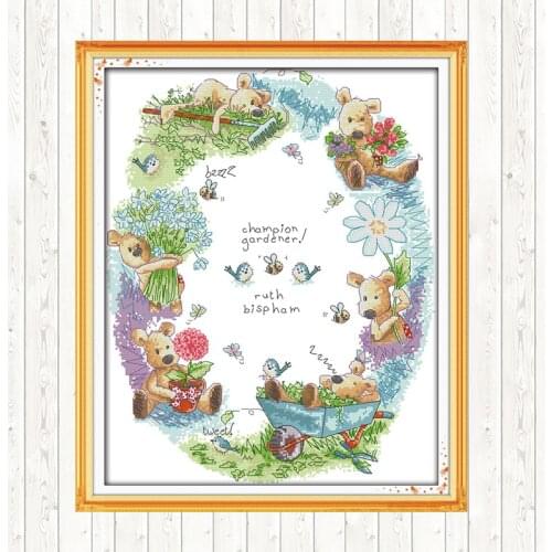 The Gardener DIY Handmade Needlework Embroidery Cross Stitch Sets DMC Cotton Thread Printed Canvas 14ct 11ct Count Print Canvas