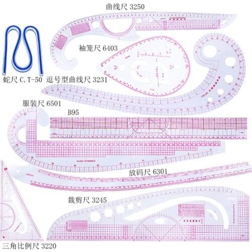 9pcs Set Tailor Measuring Ruler Kit DIY Tailor Patterns Sewing Drawing Quilting Tools Clothing Patchwork Cutting Curve Craft