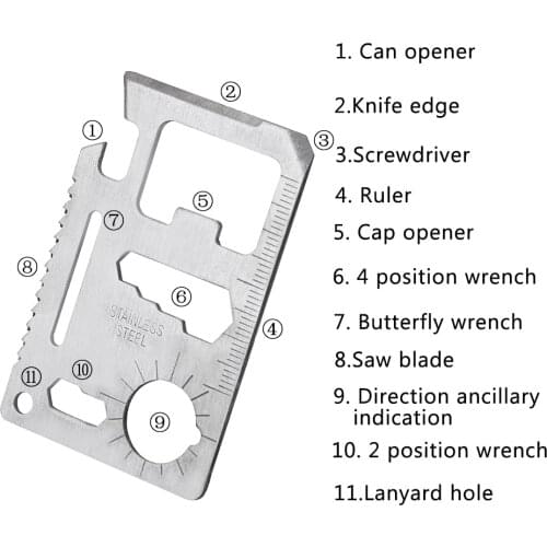 DIYWORK Multi Tools Hand Tool Set Outdoor Survival Camping Pocket Military Card Knife 11 in 1 Multifunction Tool 1 piece