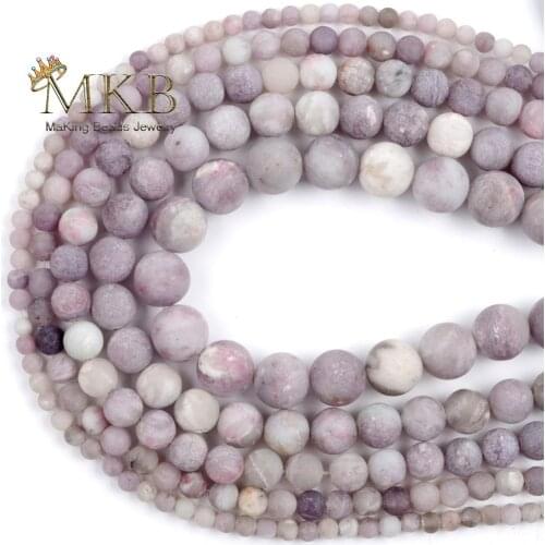 Natural Stone Beads Dull Polished Purple Lilac Jaspers Round Matte Beads For Jewelry Making 4 6 8 10 12mm Diy Bracelet 15inches