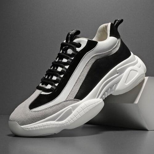 New Men Chunky Sneakers Lace-up Flat Casual Shoes with Platform Stylish Sold Color Breathable Adult Male Tenis Footwear K1-87