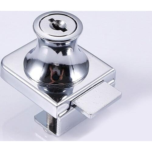 Zinc Alloy Lock Glass Display Cabinet Showcase Locks for 5-8mm Glass Door No Drill with 2 Keys DO