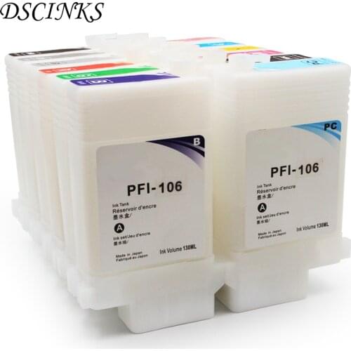 12 Color PFI106 PFI-106 Refillable Ink Cartridge for Canon IPF6400 IPF6450 IPF6410 IPF6460 Refill Ink Tank with Chip PFI-106